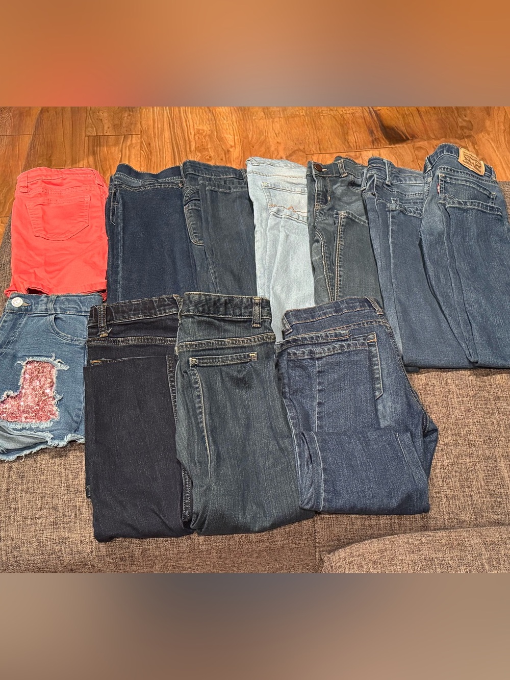Girls Size 12 Jean Pants and Shorts - Lot 11 Pieces - Levi, Lucky Brand,Old Navy
